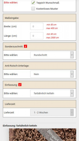 Gambio Optionen Info Buttons