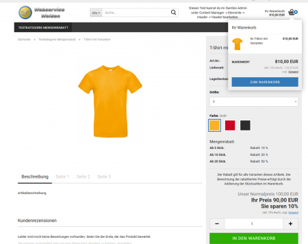 Artikelbasierter Mengenrabatt