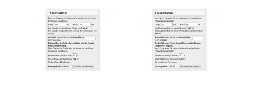 Shopmodul Fliesenrechner