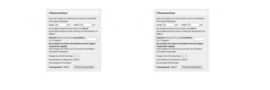 Shopmodul Fliesenrechner