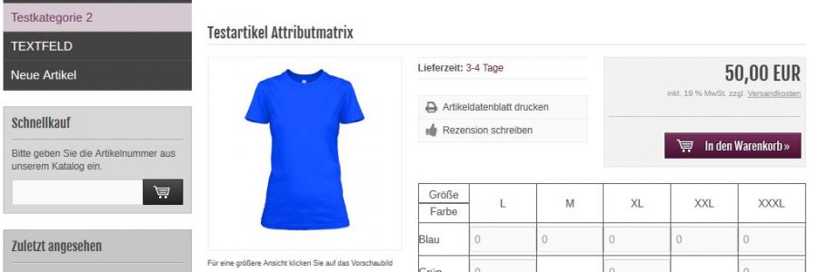 Attributmatrix für modified Shop